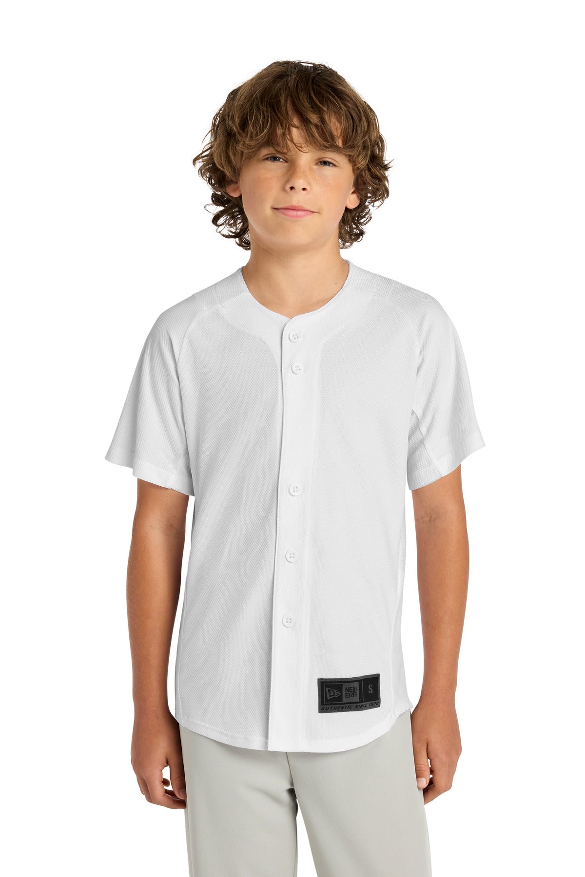New Era ® Youth Diamond Era Full-Button Jersey. YNEA220 - White