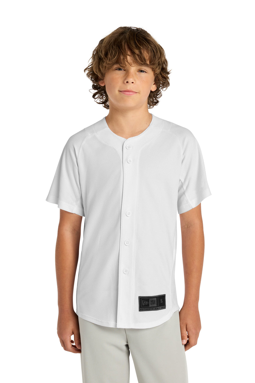 New Era ® Youth Diamond Era Full-Button Jersey. YNEA220 - White